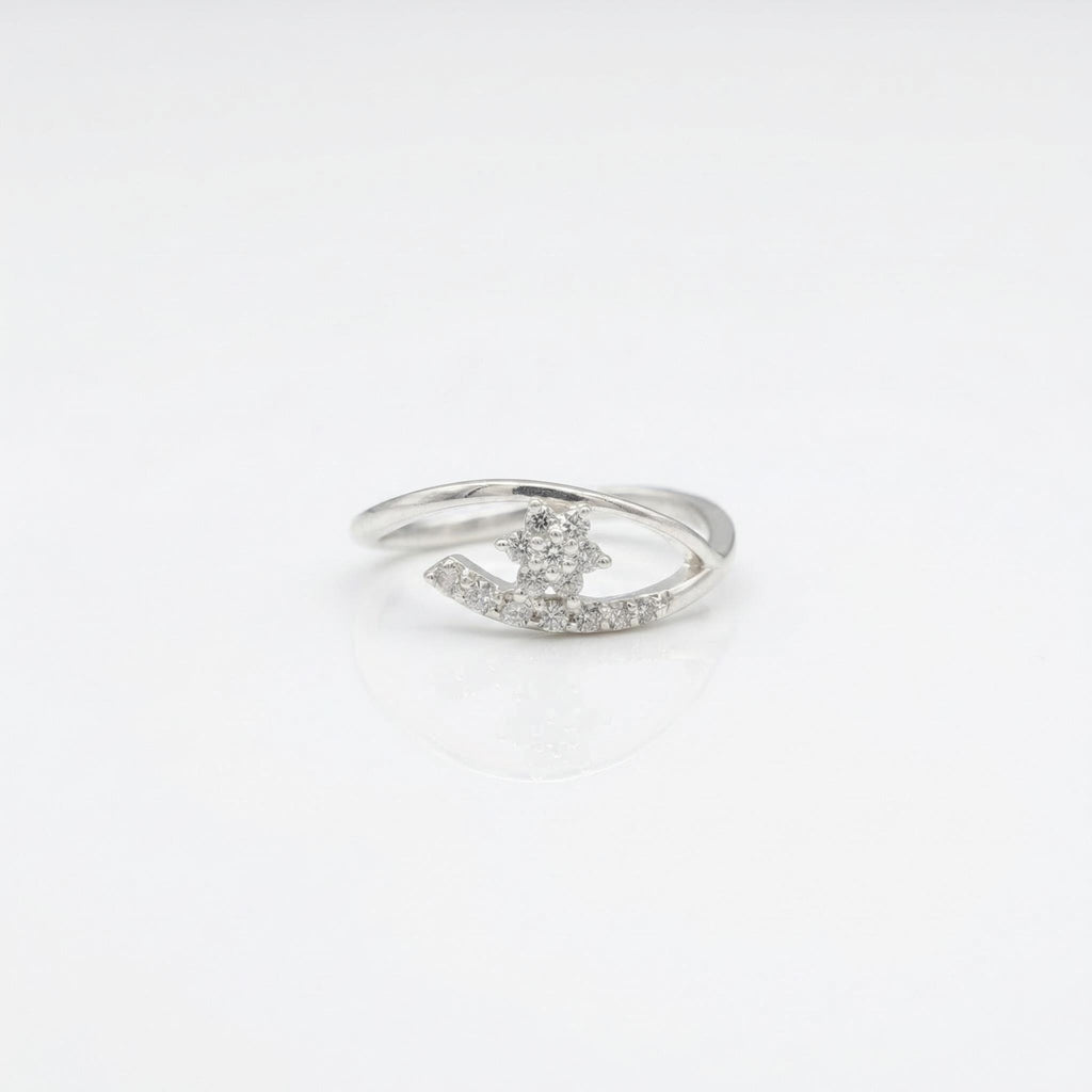 Sterling Silver CZ Twist Star Knot Ring, Pavé Cluster Bypass, Dainty Stacker Promise Ring