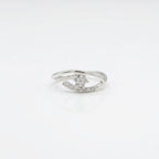Sterling Silver CZ Twist Star Knot Ring, Pavé Cluster Bypass, Dainty Stacker Promise Ring