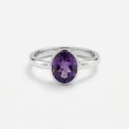 AmethystOval Ring: Handmade Sterling Silver Gemstone, February Birthstone