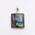 Labradorite Square Pendant: Sterling Silver Celestial Necklace