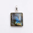 Labradorite Square Pendant: Sterling Silver Celestial Necklace