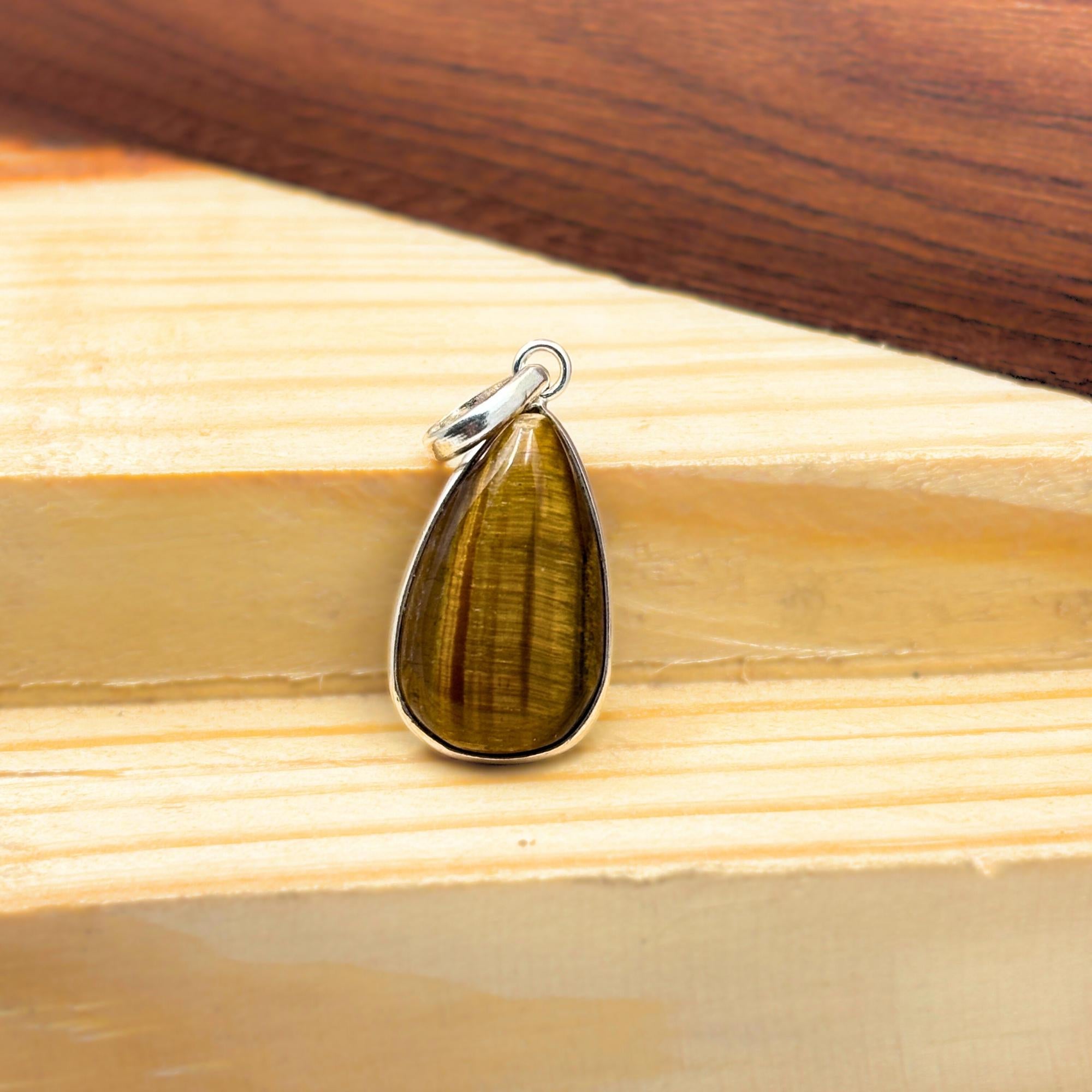 Tiger Eye Pendant Necklace, 925 Sterling Silver Golden Brown Gemstone Pendant, Boho Crystal Jewelry Gift for Her