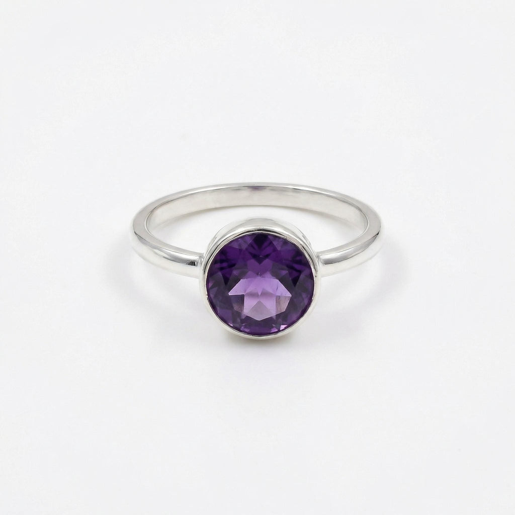 Amethyst Ring: Handmade Sterling Silver Gemstone, February Birthstone