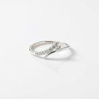 Sterling Silver CZ Arrow Ring, Pavé Slanted Open Band, Dainty Stacker Jewelry