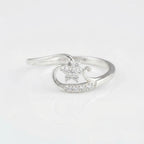 Sterling Silver Floral Swirl Ring with CZ Accents – Boho Promise Band