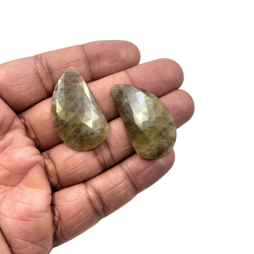 Untreated Sapphire Gemstone Slices: Rose Cut, Natural Pair for Jewelry