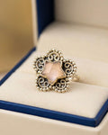 Rose Quartz Star Ring: 925 Sterling Silver Celestial Jewelry