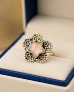 Rose Quartz Star Ring: 925 Sterling Silver Celestial Jewelry