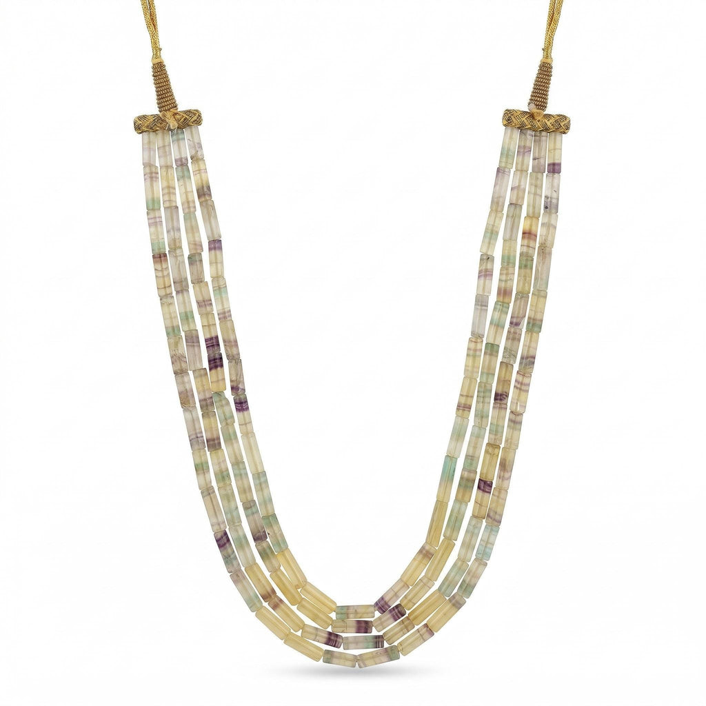 Natural Rainbow Fluorite Necklace, Tube Beads Gemstone Necklace, 40cm Beaded Crystal Jewelry, Gift for Her