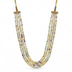 Natural Rainbow Fluorite Necklace, Tube Beads Gemstone Necklace, 40cm Beaded Crystal Jewelry, Gift for Her