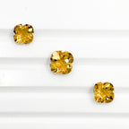 Natural Citrine Gemstone Pair, Flower Cut, Faceted Golden Yellow Loose Stones
