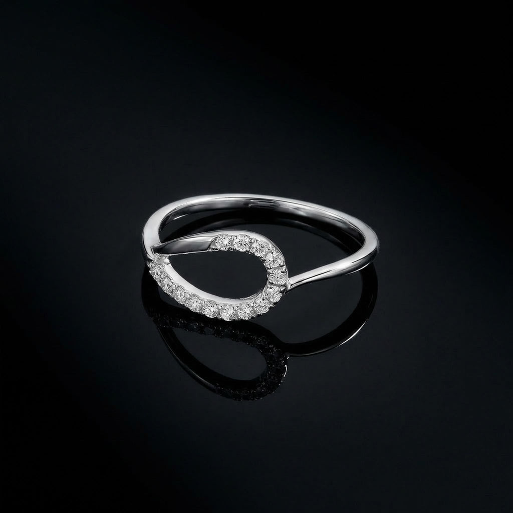 925 Sterling Silver Open Teardrop Ring, CZ Dainty Stackable Band Gift