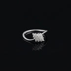 925 Sterling Silver CZ Starburst Ring, Pavé Cluster Band, Boho Stacking Jewelry