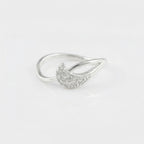 Sterling Silver CZ Wave Ring, Pavé Crescent Dainty Band, Stackable Jewelry