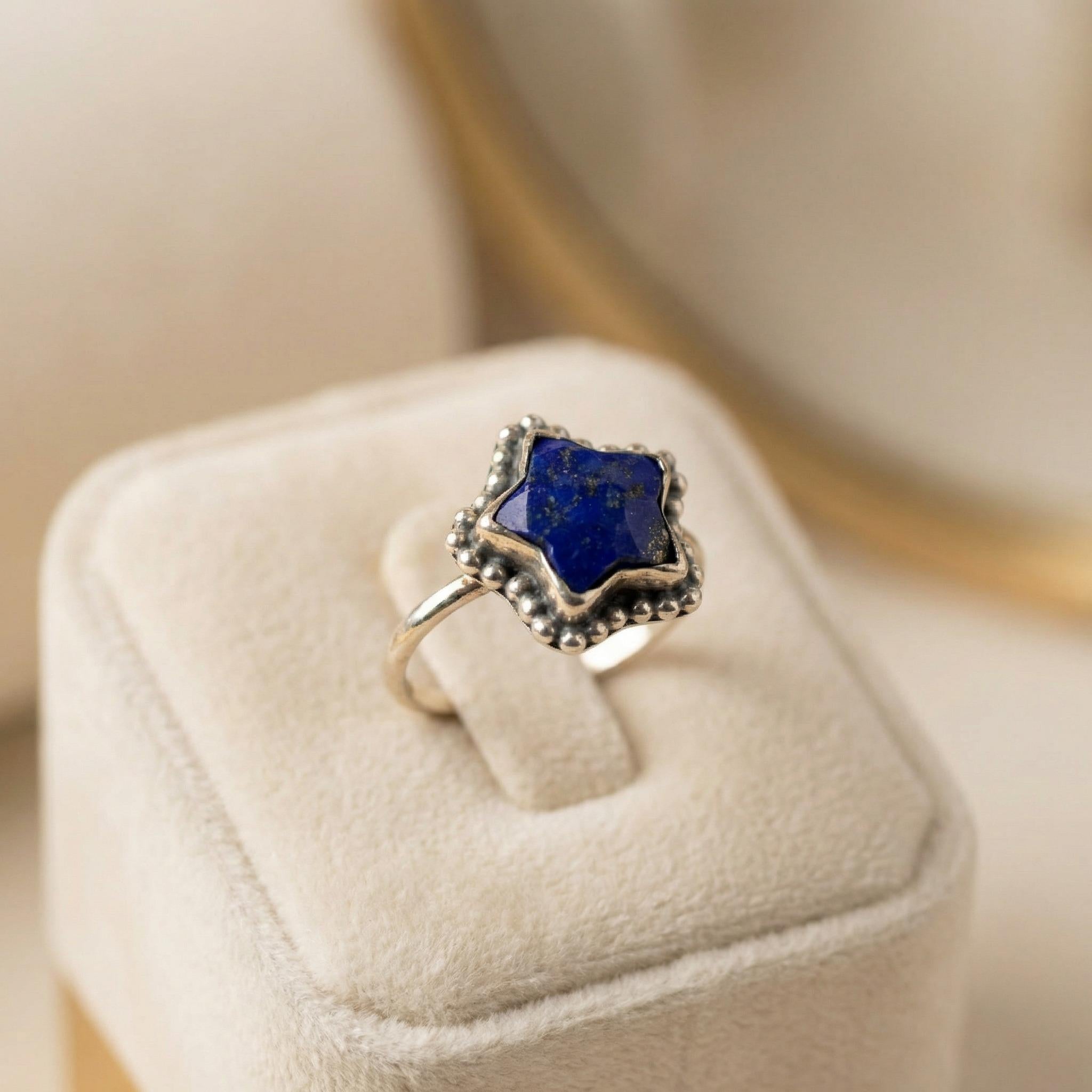 Natural Lapis Ring | 925 Sterling Silver | Celestial Gemstone Band | Handmade Ring Jaipur