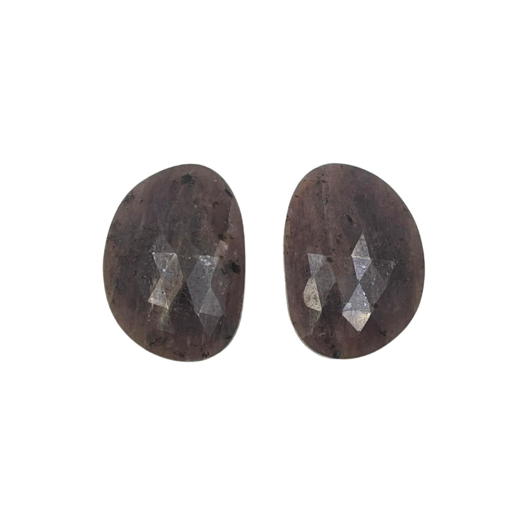 Rose Cut Sapphire Slices: Natural Untreated Gemstone Pair