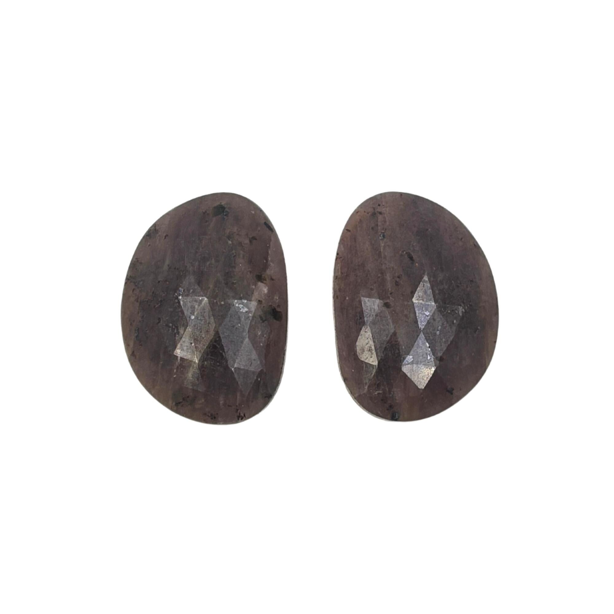 Rose Cut Sapphire Slices: Natural Untreated Gemstone Pair