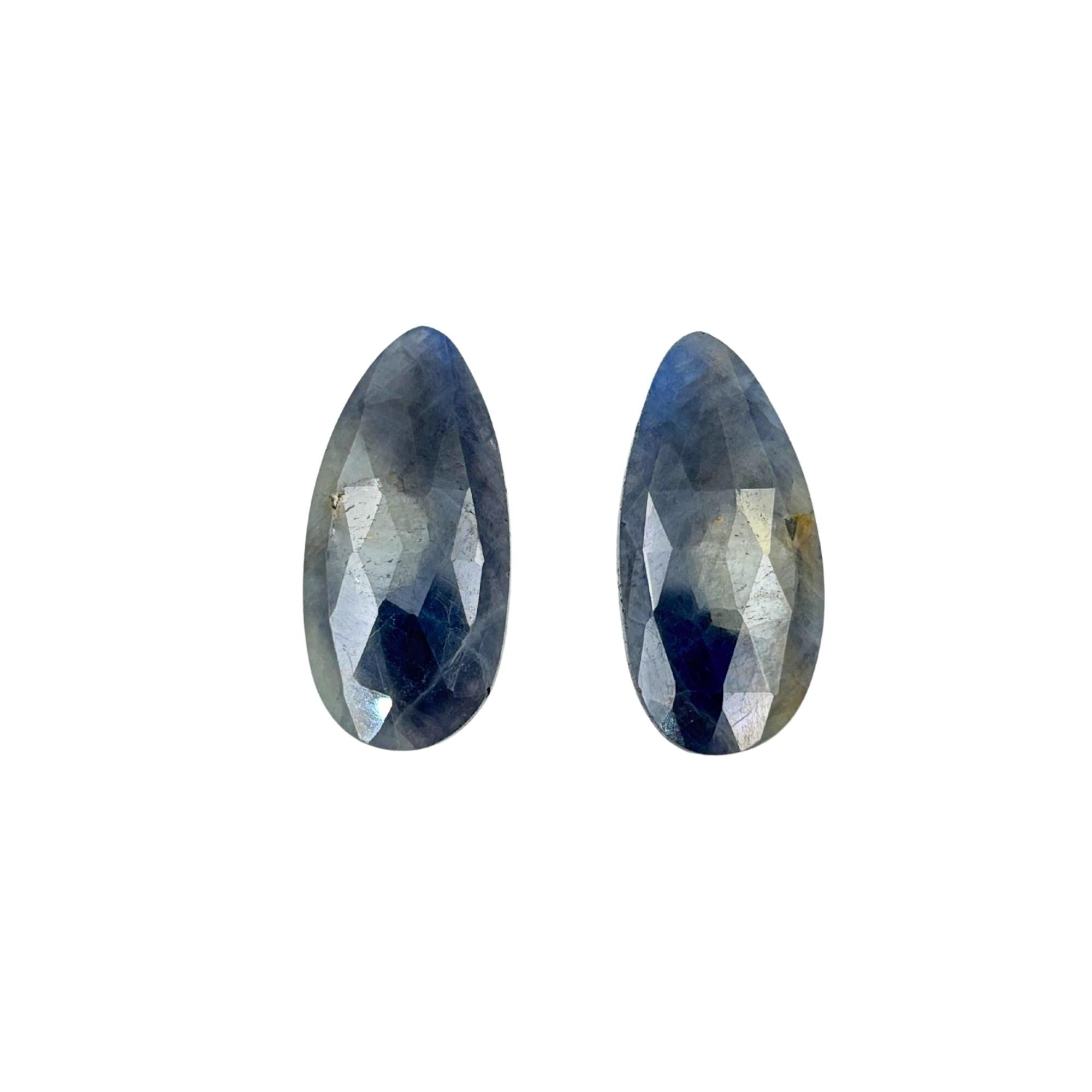Rose Cut Sapphire Slices: Natural Untreated Gemstone Pair for Jewelry