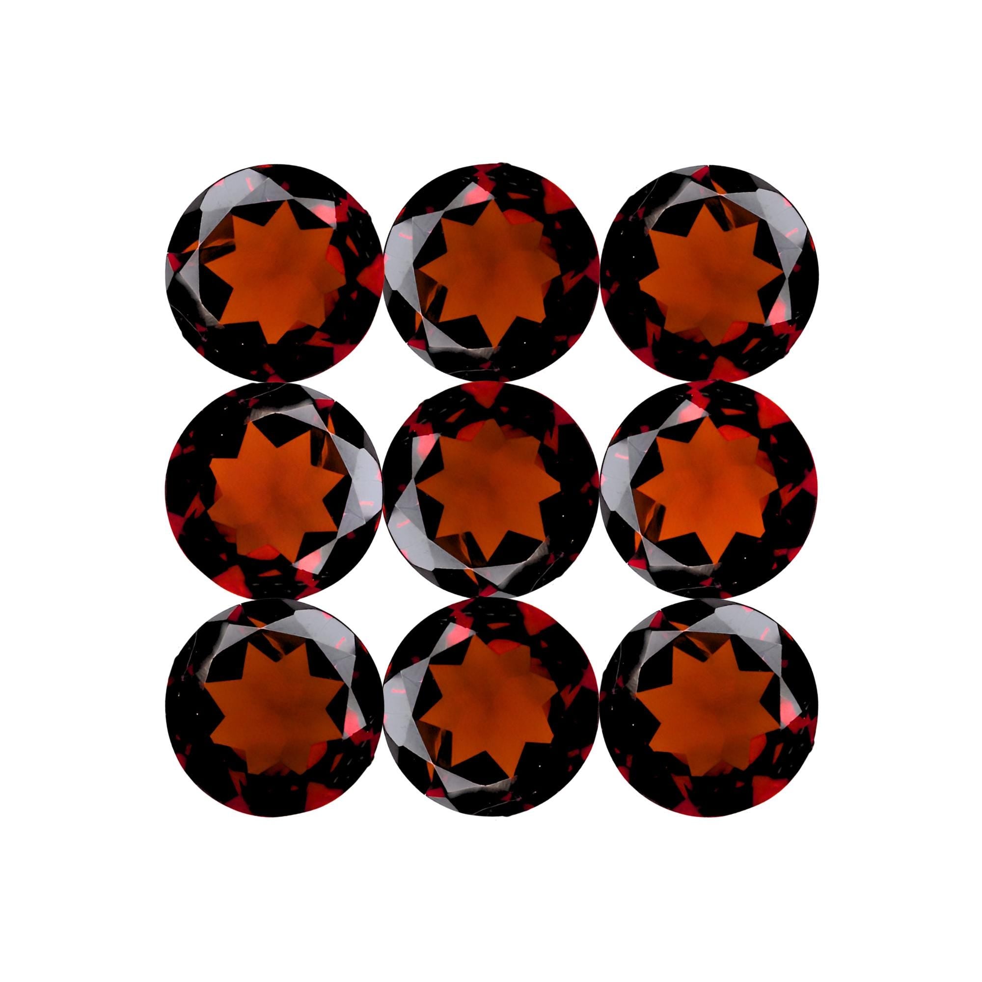 Red Garnet Gemstone Lot: 8mm Round Cut, Faceted, Jewelry Making (9 Pcs)