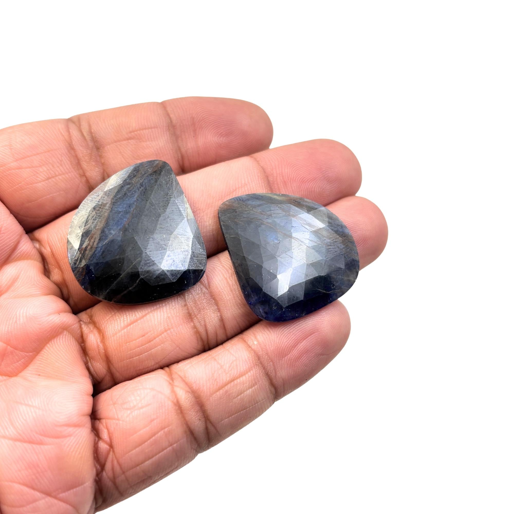 Rose Cut Sapphire Slices: Natural Untreated Gemstone Pair