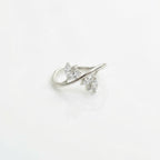 Sterling Silver Pear CZ Ring, Dual Pavé Teardrop Open Band, Nature Stacker Jewelry
