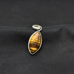 Tiger Eye Pendant Necklace, 925 Sterling Silver Boho Protection Amulet, Healing Crystal Jewelry Gift for Her