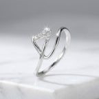 Sterling Silver CZ Leaf Ring, Nature Inspired Stacking Band, Adjustable Promise Jewelry