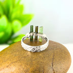 Raw Green Tourmaline Bar Ring: Sterling Silver Minimalist Stacking Ring