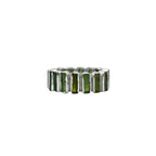 Raw Green Tourmaline Ring: Sterling Silver October Birthstone Boho Band