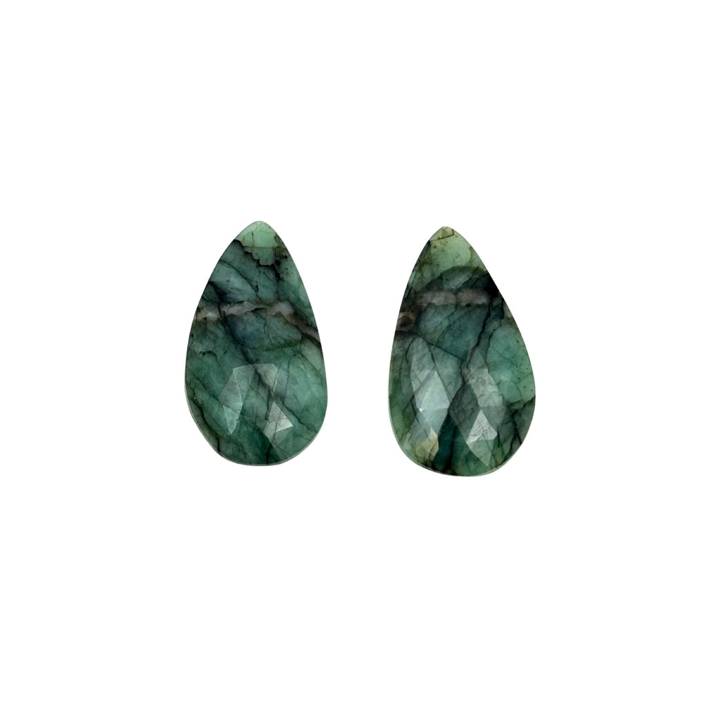Rose Cut Sapphire Gemstone Slices: Natural Untreated Pair