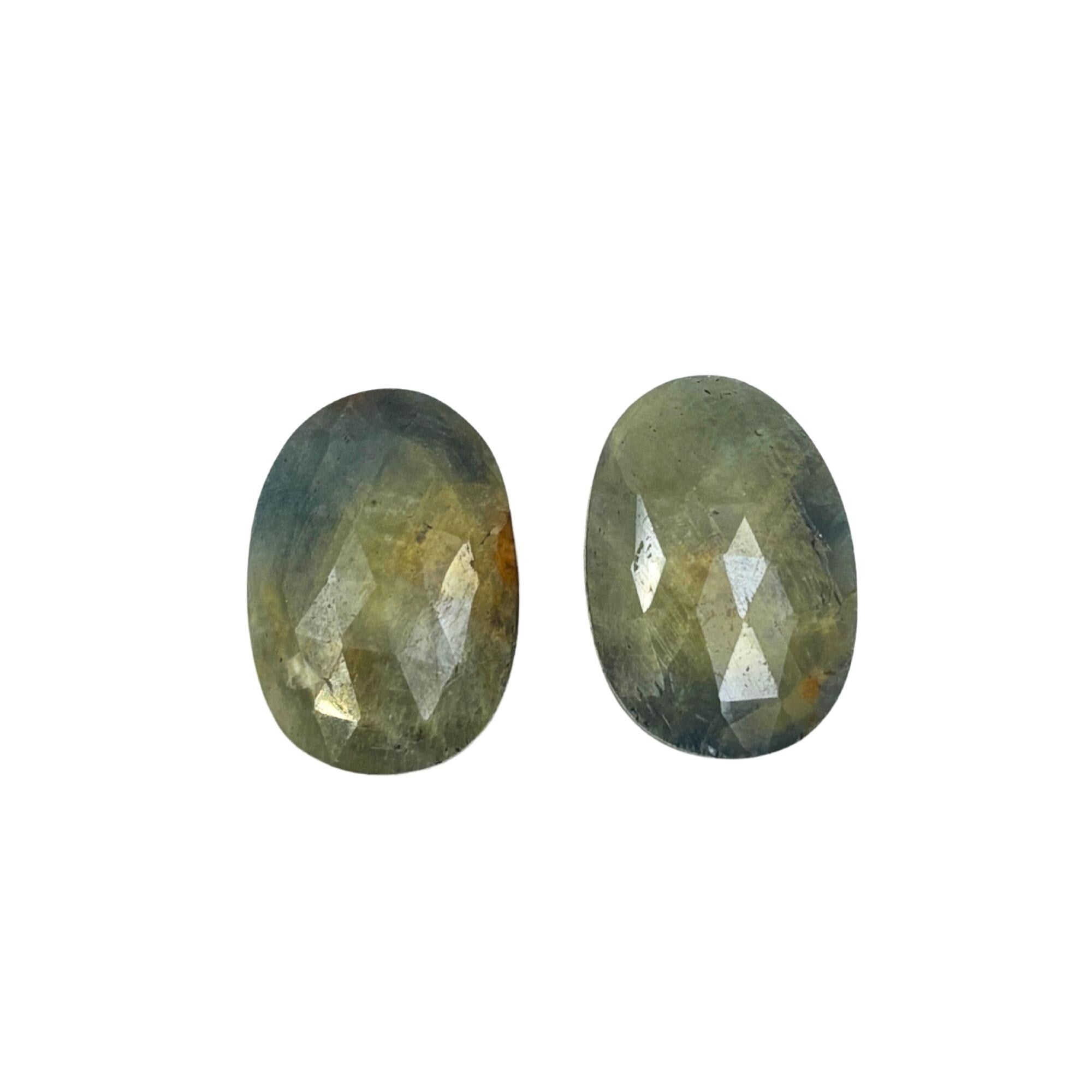 Rose Cut Sapphire Slices: Untreated Gemstone Pair for Jewelry