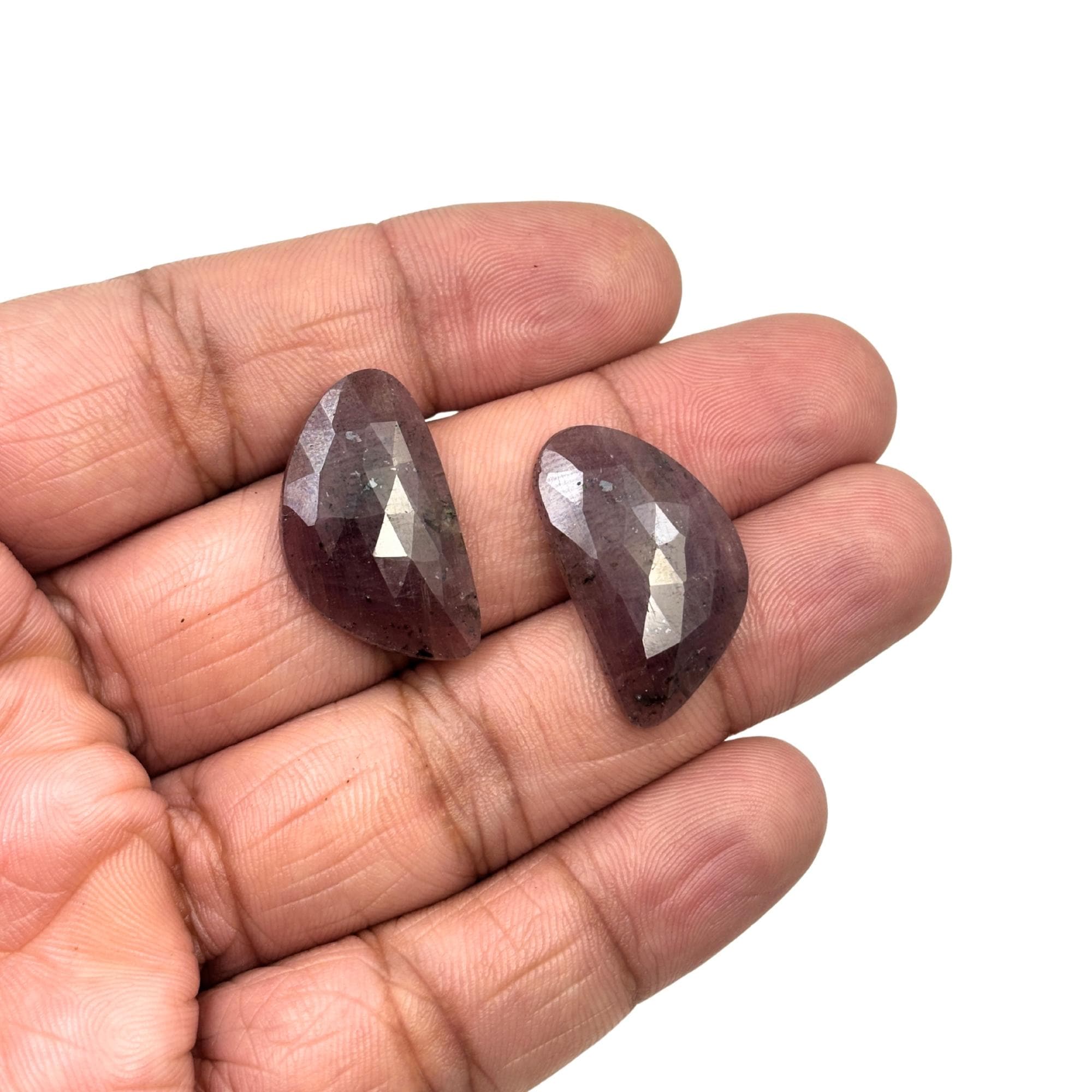 Rose Cut Sapphire Slices: Natural Untreated Gemstone Pair