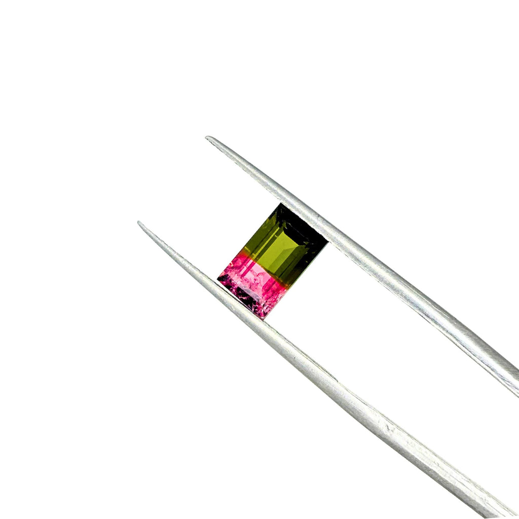 Natural Vivid Bi Color Tourmaline 1.33 ct – Baguette Faceted Cut, Loose gemstone, Jewelry making