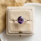 AmethystOval Ring: Handmade Sterling Silver Gemstone, February Birthstone
