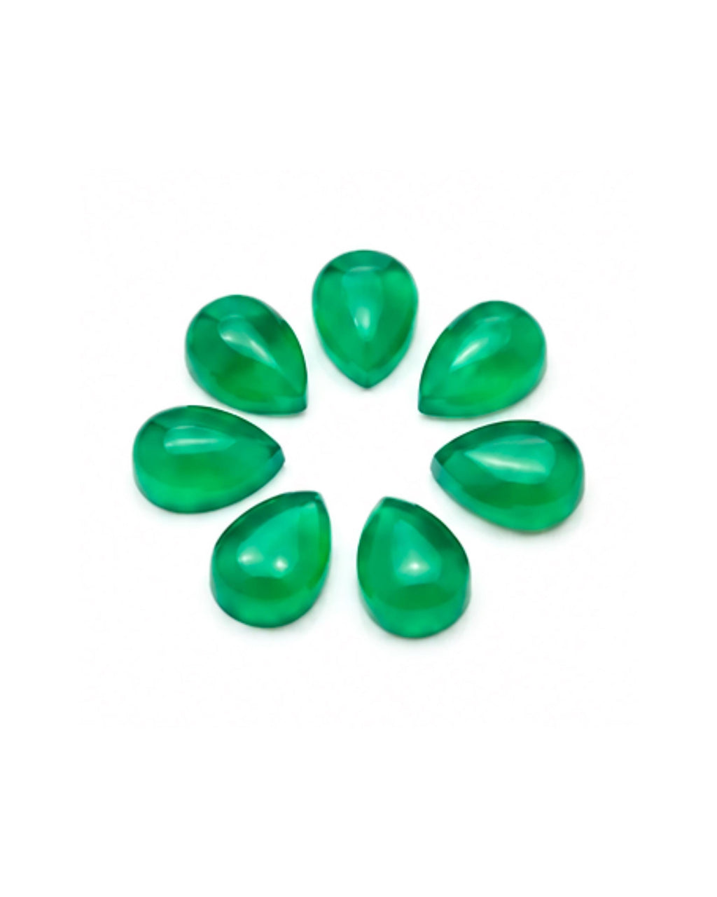 Natural Green Onyx Cabochons Smooth Pear Shape Loose Gemstone Cabs for Jewelry Making