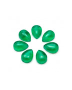 Natural Green Onyx Cabochons Smooth Pear Shape Loose Gemstone Cabs for Jewelry Making