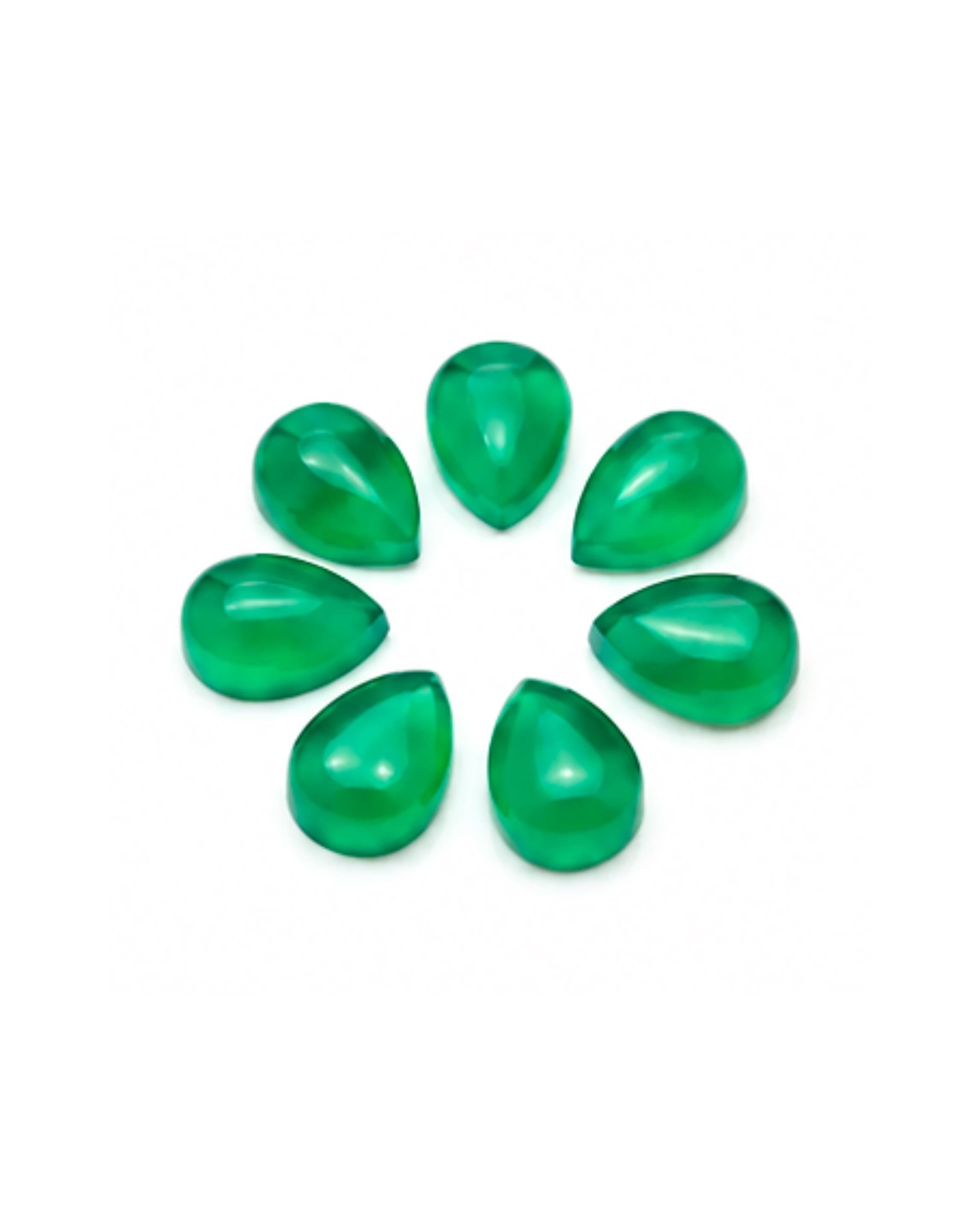 Natural Green Onyx Cabochons Smooth Pear Shape Loose Gemstone Cabs for Jewelry Making