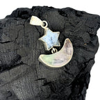 Dendritic Agate Star and Rainbow Fluorite Moon Pendant in 925 Sterling Silver – Celestial Gemstone Necklace, Boho Jewelry Gift for Her