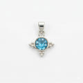 Sterling Silver Blue Topaz Starburst Pendant – Minimalist Sky Blue Gemstone Necklace