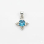 Sterling Silver Blue Topaz Starburst Pendant – Minimalist Sky Blue Gemstone Necklace
