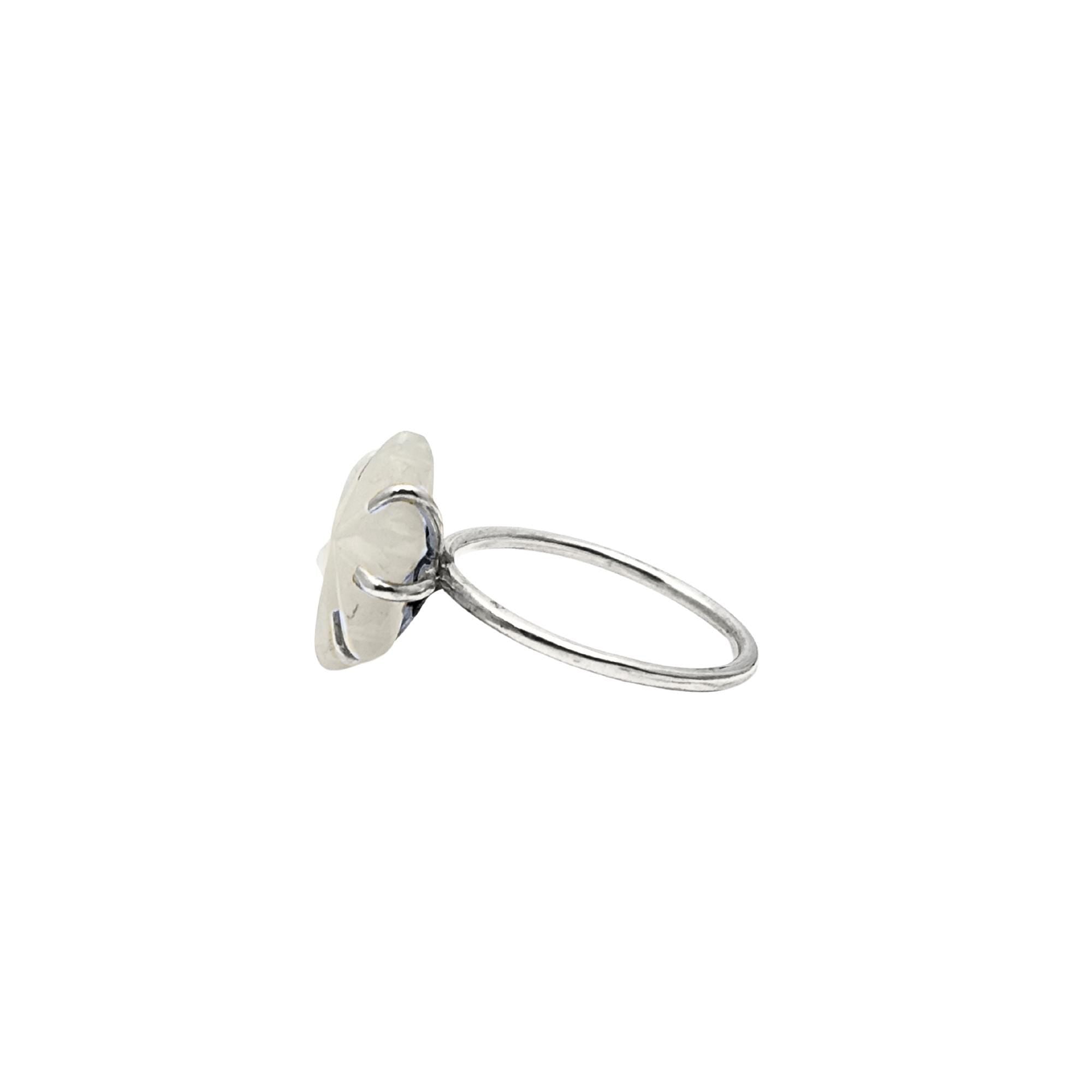 Carved Mother of Pearl Flower Ring: Sterling Silver Boho Jewelry