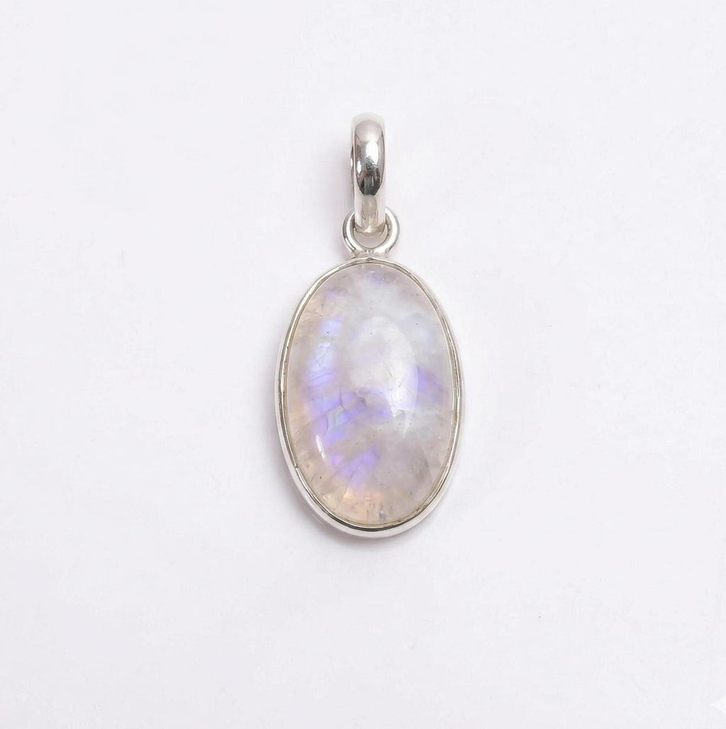 Oval Moonstone Pendant – Sterling Silver Boho Gemstone Jewelry