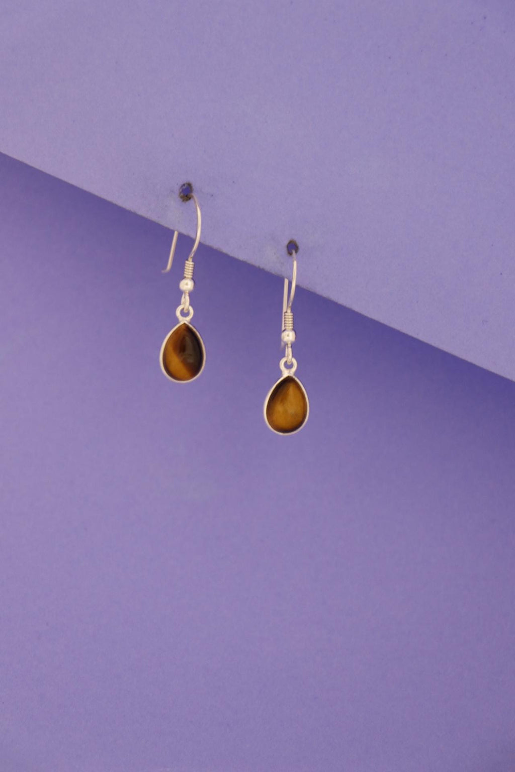 Tiger Eye Pear Drop Earrings | Sterling Silver Teardrop Gemstone Dangle
