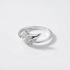 Sterling Silver Cat Ear Ring with CZ • Whimsical Stacking Band