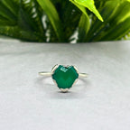 Green Onyx Heart Ring: 925 Sterling Silver, Dainty Boho Jewelry