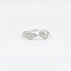 Sterling Silver CZ Wave Ring, Dual Pavé Crescent Open Band, Boho Stacker Jewelry