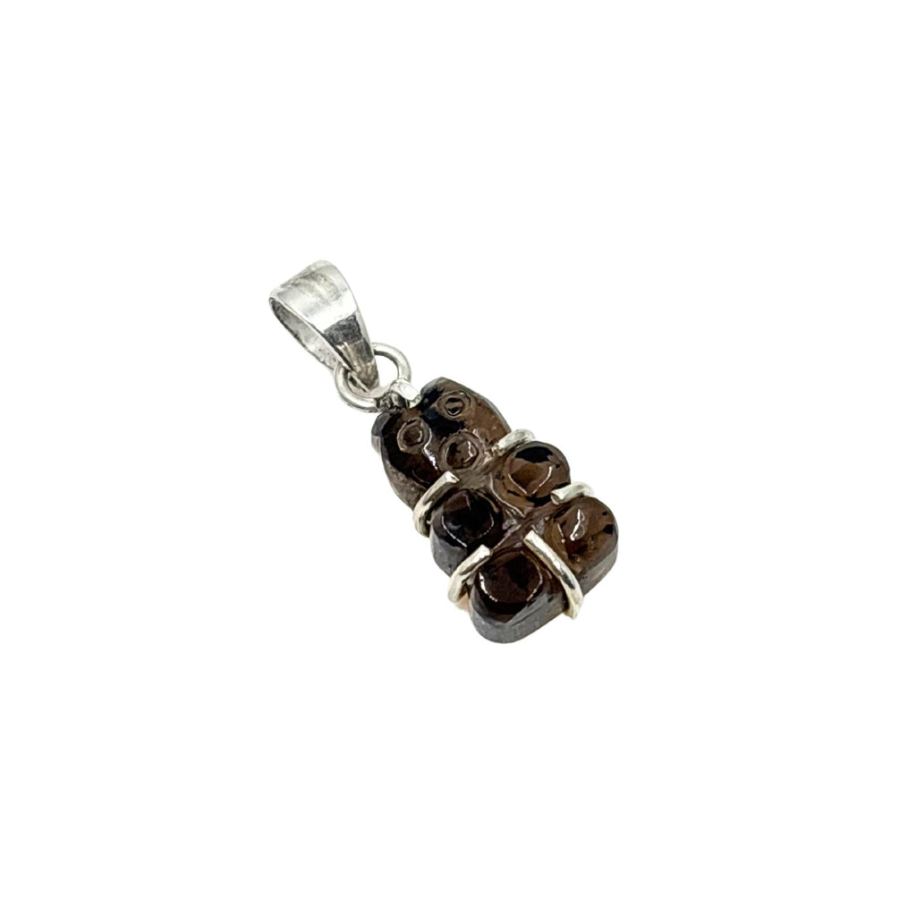 Smoky Quartz Teddy Bear Pendant in 925 Sterling Silver – Carved Crystal Gummy Bear Necklace Charm, Dark Gemstone Jewelry Gift for Her