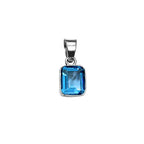 Blue Topaz Emerald Cut Pendant in 925 Sterling Silver –Minimalist Sky Blue December Birthstone Necklace,Dainty Gemstone Jewelry Gift for Her