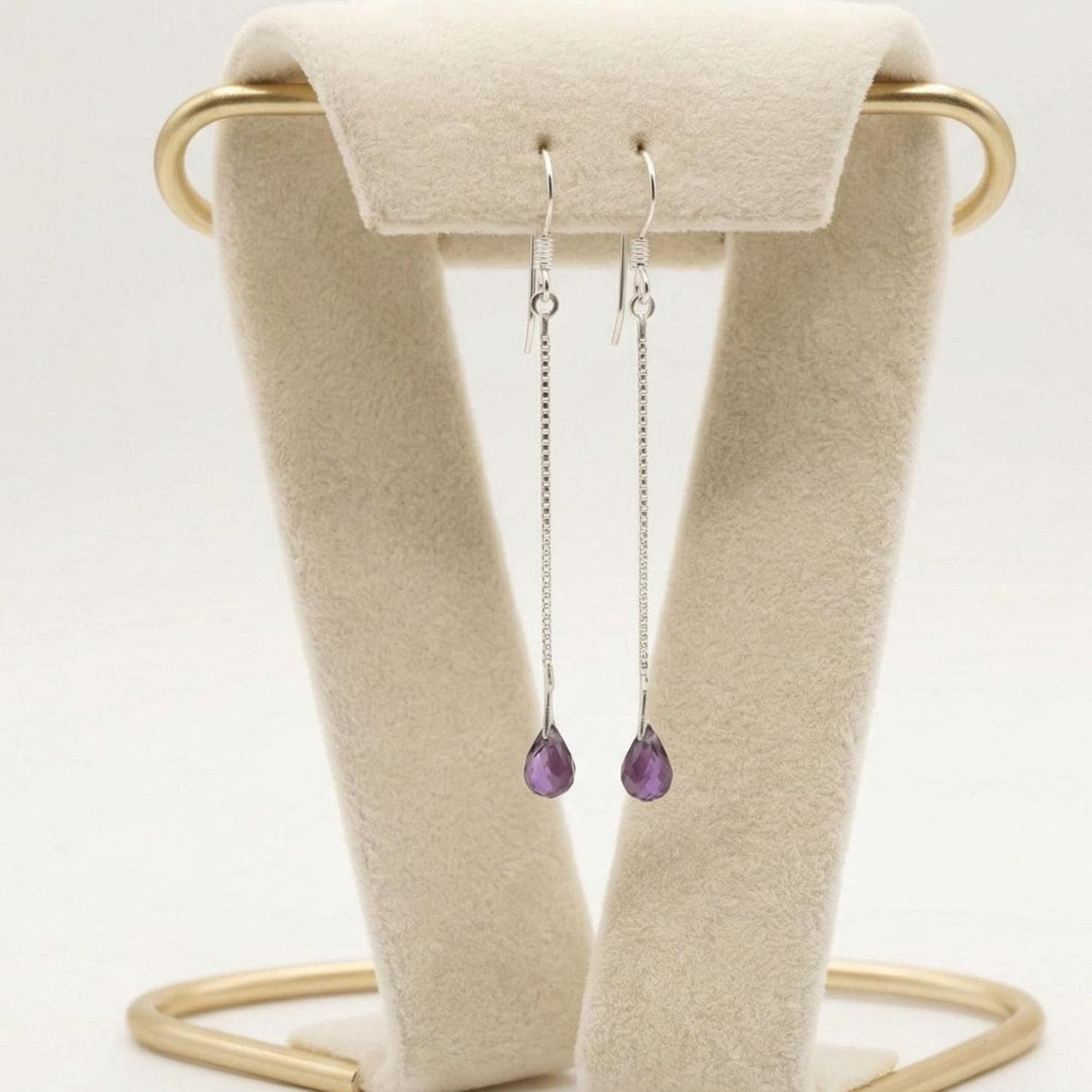 Amethyst Drop Earrings 925 Sterling Silver | Drop Gemstone Dangle | Gift for Her | Boho Jewelry