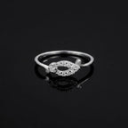 Vintage Inspired Marquise Halo Ring • Sterling Silver CZ Art Deco Swirl Filigree Band